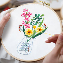 Load image into Gallery viewer, Flower in Vase Hand Embroidery Full Kit 20cm