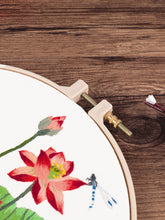 Load image into Gallery viewer, Dragonfly on Lotus Needle Painting Hand Embroidery Kit