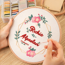 Load image into Gallery viewer, DIY Your Name Floral Hand Embroidery Kit 20cm