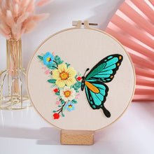 Load image into Gallery viewer, Floral Butterfly 1 Hand Embroidery Kit 20cm