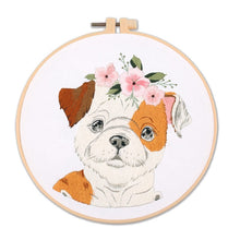 Load image into Gallery viewer, Puppy Pet Portait DIY Hand Embroidery Kit 20cm