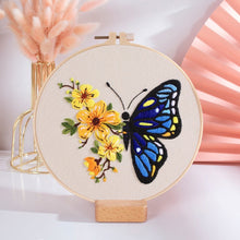 Load image into Gallery viewer, Floral Butterfly 1 Hand Embroidery Kit 20cm