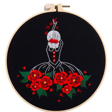 Load image into Gallery viewer, Beginners Girl Drawing Hand Embroidery DIY Kit 20cm