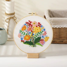 Load image into Gallery viewer, Flower Bouquet Hand Embroidery Kit 8”