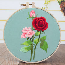 Load image into Gallery viewer, Red Roses Hand Embroidery Kit (Long & Short Stitch)