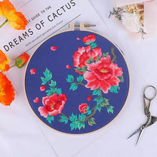 Load image into Gallery viewer, Red Peony Flower Hand Embroidery Full Kit