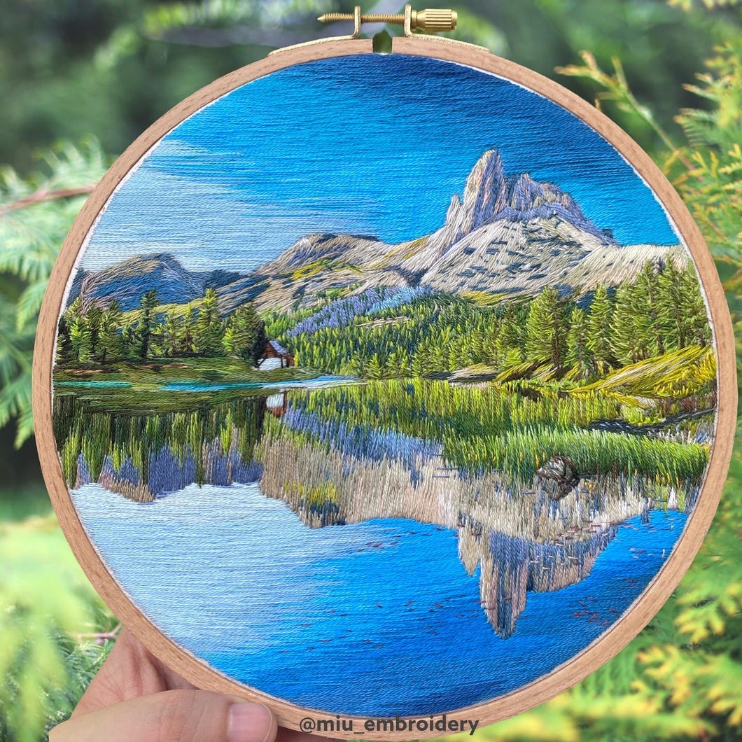 Hand Embroidered Hoop 7” - Reflection