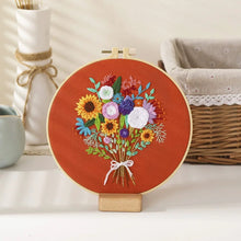 Load image into Gallery viewer, Flower Bouquet Hand Embroidery Kit 8”