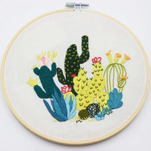 Load image into Gallery viewer, Beginners Green Plants Hand Embroidery Kit 20cm