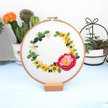 Load image into Gallery viewer, Flower Wreath Hand Embroidery Full Kit 20cm