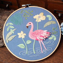 Load image into Gallery viewer, 3D Flowers Flamingo Hand Embroidery DIY Kit 20cm