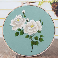 Load image into Gallery viewer, White Camélia Hand Embroidery Kit 8 inch