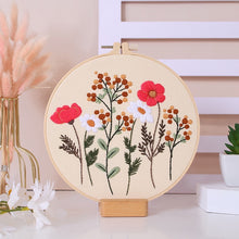 Load image into Gallery viewer, Vintage Wild Flowers Hand Embroidery DIY Kit 20cm