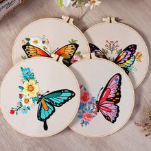 Load image into Gallery viewer, Floral Butterfly 1 Hand Embroidery Kit 20cm