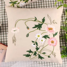 Load image into Gallery viewer, DIY Kit Hand Embroidery Floral Linen Cushion Cover