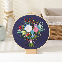 Load image into Gallery viewer, Flower Bouquet Hand Embroidery Kit 8”