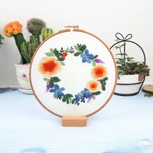 Load image into Gallery viewer, Flower Wreath Hand Embroidery Full Kit 20cm
