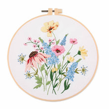 Load image into Gallery viewer, Botanical Flower Bouquet Hand Embroidery Kit 20cm