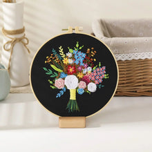 Load image into Gallery viewer, Flower Bouquet Hand Embroidery Kit 8”