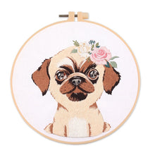Load image into Gallery viewer, Puppy Pet Portait DIY Hand Embroidery Kit 20cm