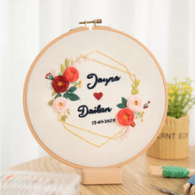 Load image into Gallery viewer, DIY Your Name Floral Hand Embroidery Kit 20cm