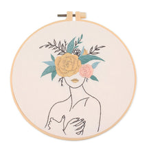 Load image into Gallery viewer, Woman with Flower Morden Hand Embroidery Kit 20cm