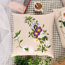 Load image into Gallery viewer, DIY Kit Hand Embroidery Floral Linen Cushion Cover