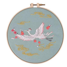 Load image into Gallery viewer, Chinese Style Crane & Flowers Hand Embroidery Full Kit 8 inch