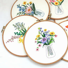 Load image into Gallery viewer, Flower in Vase Hand Embroidery Full Kit 20cm