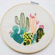 Load image into Gallery viewer, Beginners Green Plants Hand Embroidery Kit 20cm