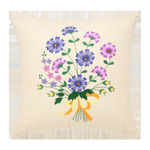 Load image into Gallery viewer, Flower Bouquet Linen Cushion Cover DIY Embroidery Kit