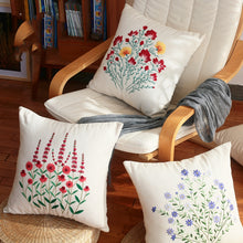 Load image into Gallery viewer, Flower Bouquet Linen Cushion Cover DIY Embroidery Kit