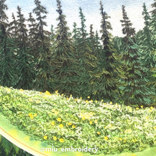 Charger l'image dans la galerie, Hand Embroidered Hoop 8” - The Forest (with watercolor painting)