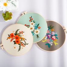 Load image into Gallery viewer, Beginners Flower Bouquet Hand Embroidery DIY Kit 20cm