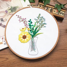 Load image into Gallery viewer, Flower in Vase Hand Embroidery Full Kit 20cm