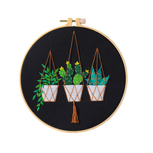 Load image into Gallery viewer, Beginners Hanging Plants Hand Embroidery DIY Kit 20cm