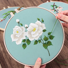 Load image into Gallery viewer, White Camélia Hand Embroidery Kit 8 inch