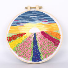 Load image into Gallery viewer, Landscape Flower Field Morden Hand Embroidery Kit 20cm