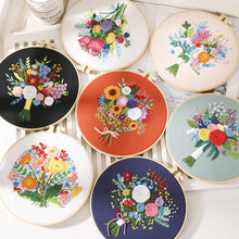Load image into Gallery viewer, Flower Bouquet Hand Embroidery Kit 8”