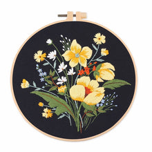 Load image into Gallery viewer, Botanical Flower Bouquet Hand Embroidery Kit 20cm