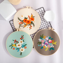 Load image into Gallery viewer, Beginners Flower Bouquet Hand Embroidery DIY Kit 20cm