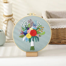 Load image into Gallery viewer, Flower Bouquet Hand Embroidery Kit 8”