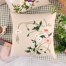 Load image into Gallery viewer, DIY Kit Hand Embroidery Floral Linen Cushion Cover