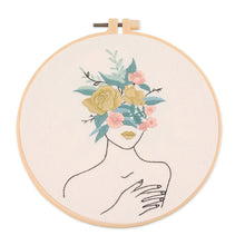 Load image into Gallery viewer, Woman with Flower Morden Hand Embroidery Kit 20cm