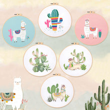 Load image into Gallery viewer, Llama & Cactus DIY Hand Embroidery Kit 20cm