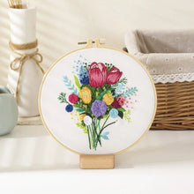 Load image into Gallery viewer, Flower Bouquet Hand Embroidery Kit 8”