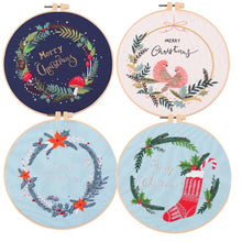 Load image into Gallery viewer, Christmas Wreath DIY Hand Embroidery Kit 20cm