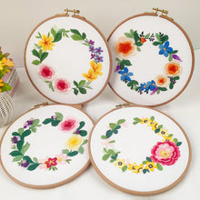 Load image into Gallery viewer, Flower Wreath Hand Embroidery Full Kit 20cm