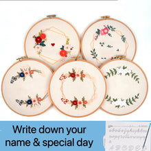 Load image into Gallery viewer, DIY Your Name Floral Hand Embroidery Kit 20cm