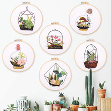 Load image into Gallery viewer, Plants in Bottle DIY Hand Embroidery Kit 20cm